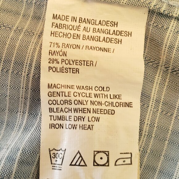 Van Heusen Men's Button-Down Short Sleeve Multitone Blue Geometric Pattern Shirt - Picture 16 of 16